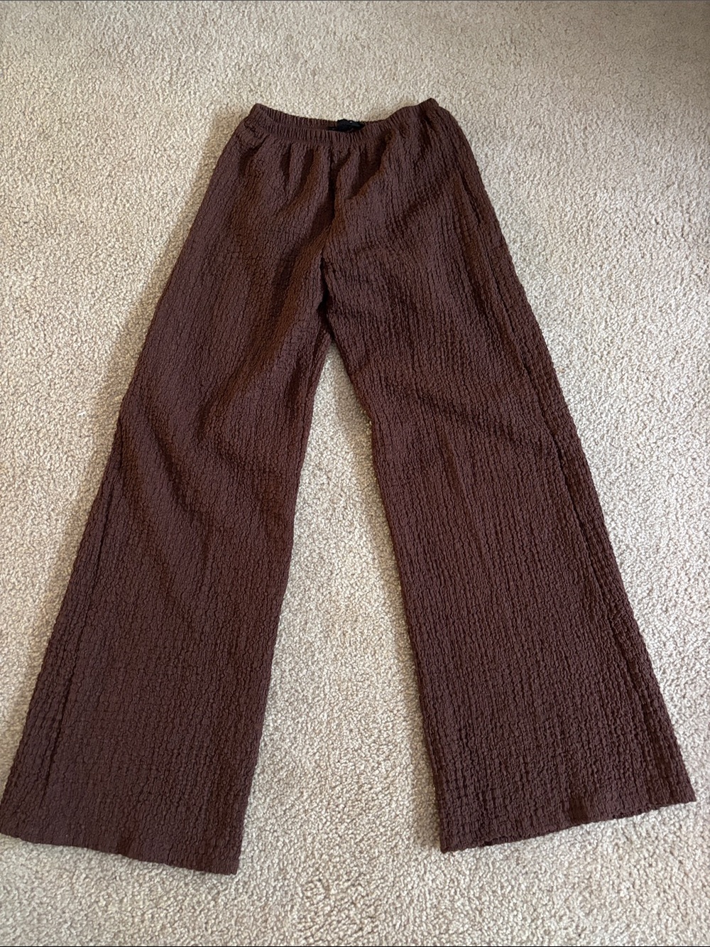 See you Monday Brown Textured Wide-Leg Pants size XS